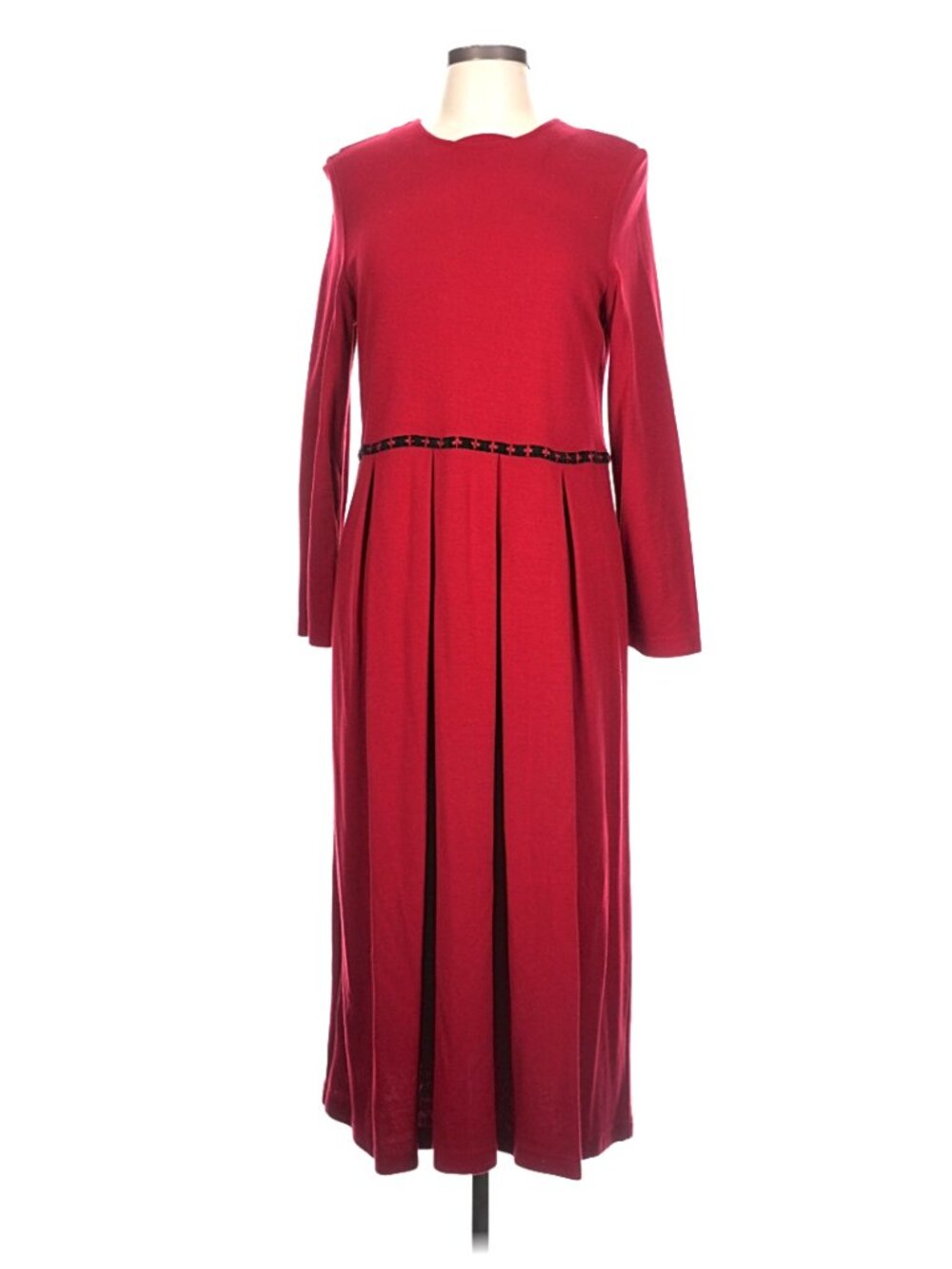 Talbot's Women's A-Line Long-Sleeve Midi Dress In Wine Red - Large Petite